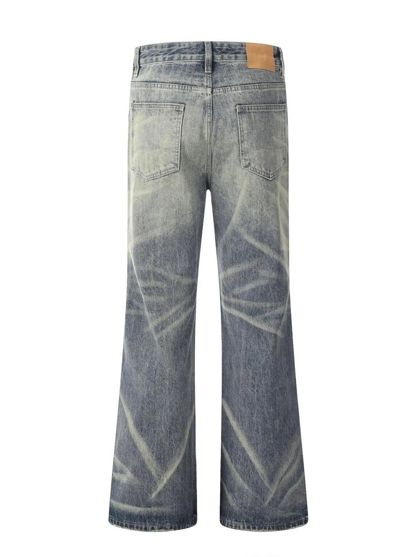 1282 Men's Distressed Flare Jeans – men's flare jeans (Y2K) (back view)
