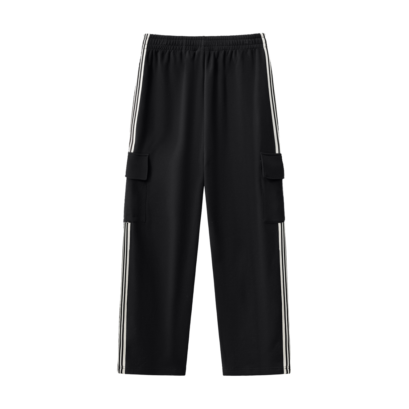 Side Stripe Straight-Leg Pants - waistband & drawstring detail