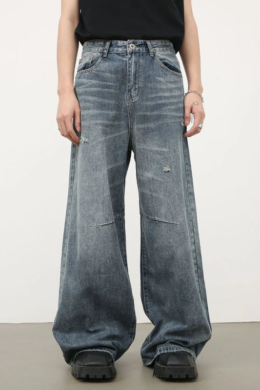217 Men's Distressed Wide Leg Jeans – Men's wide leg jeans streetwear fit
