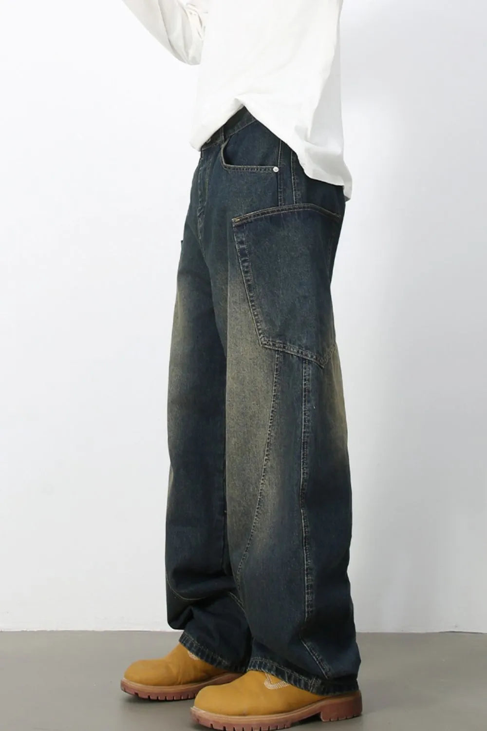 634 nan – Men's wide leg jeans streetwear fit