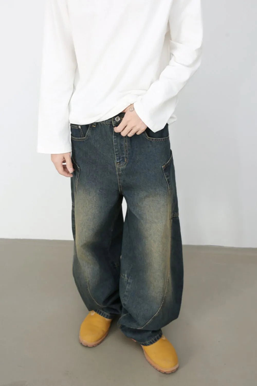 637 nan – Men's wide leg jeans streetwear fit