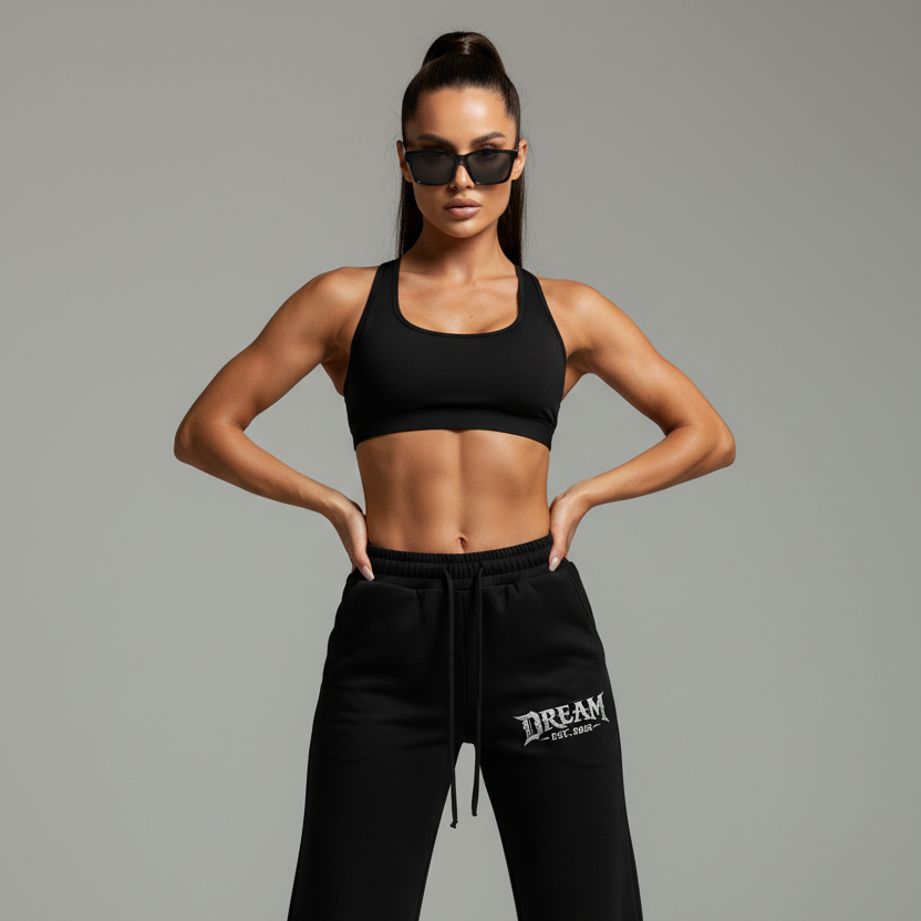 Women Dream Wide Leg Drawstring Sweatpants – Side View