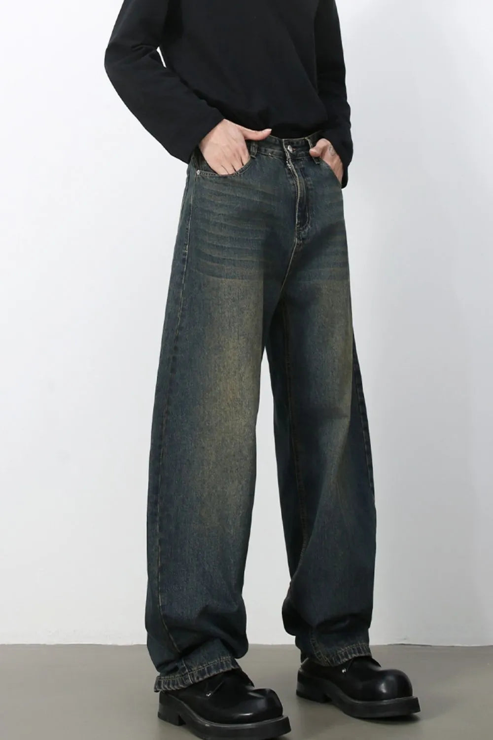 154 nan – Men's wide leg jeans streetwear fit
