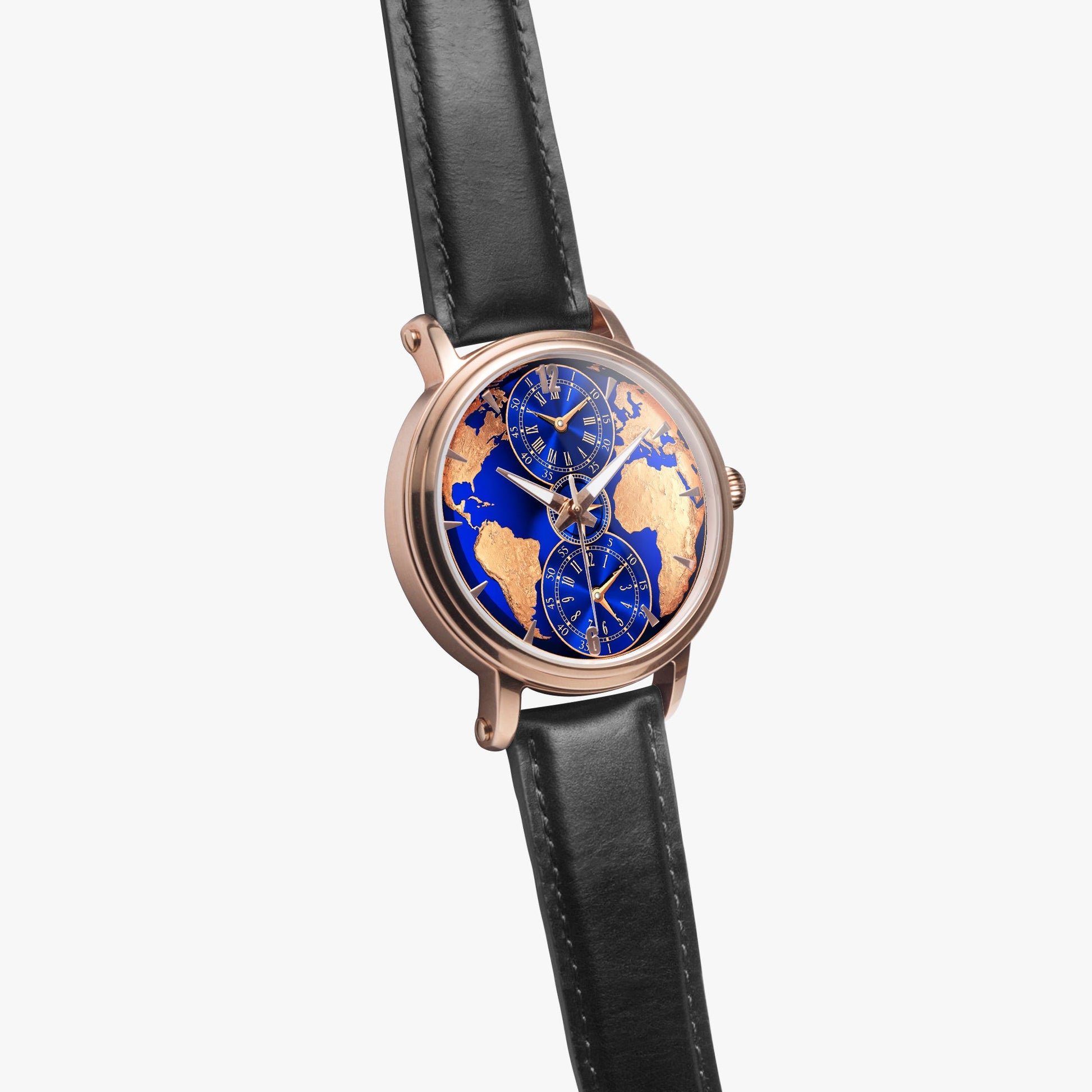Jaycoh™ Luxurious World Time zone 158. 46mm Unisex Automatic Watch (Rose Gold) | Print-on-Demand Custom Watch - product photo | print on demand watch print custom watch