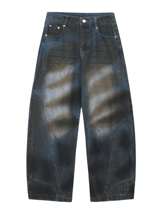 001 Men's Washed Wide Leg Jeans – Men's wide leg jeans streetwear fit