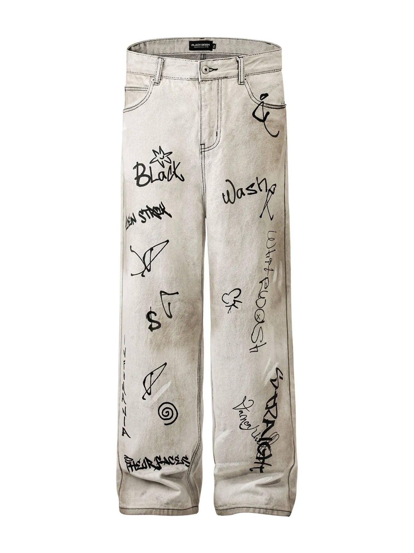 1269 Men's Graffiti Art Loose Fit Jeans – men's graphic jeans (back view)