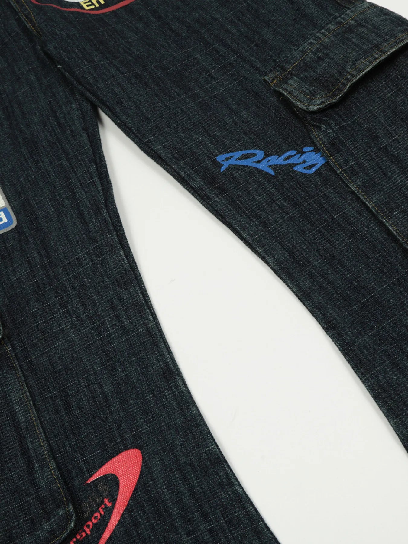 1276 Men's Multi-Patch Cargo Flare Jeans – men's flare jeans (Y2K) (detail view 5)