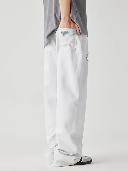 034 nan – Men's wide leg jeans streetwear fit