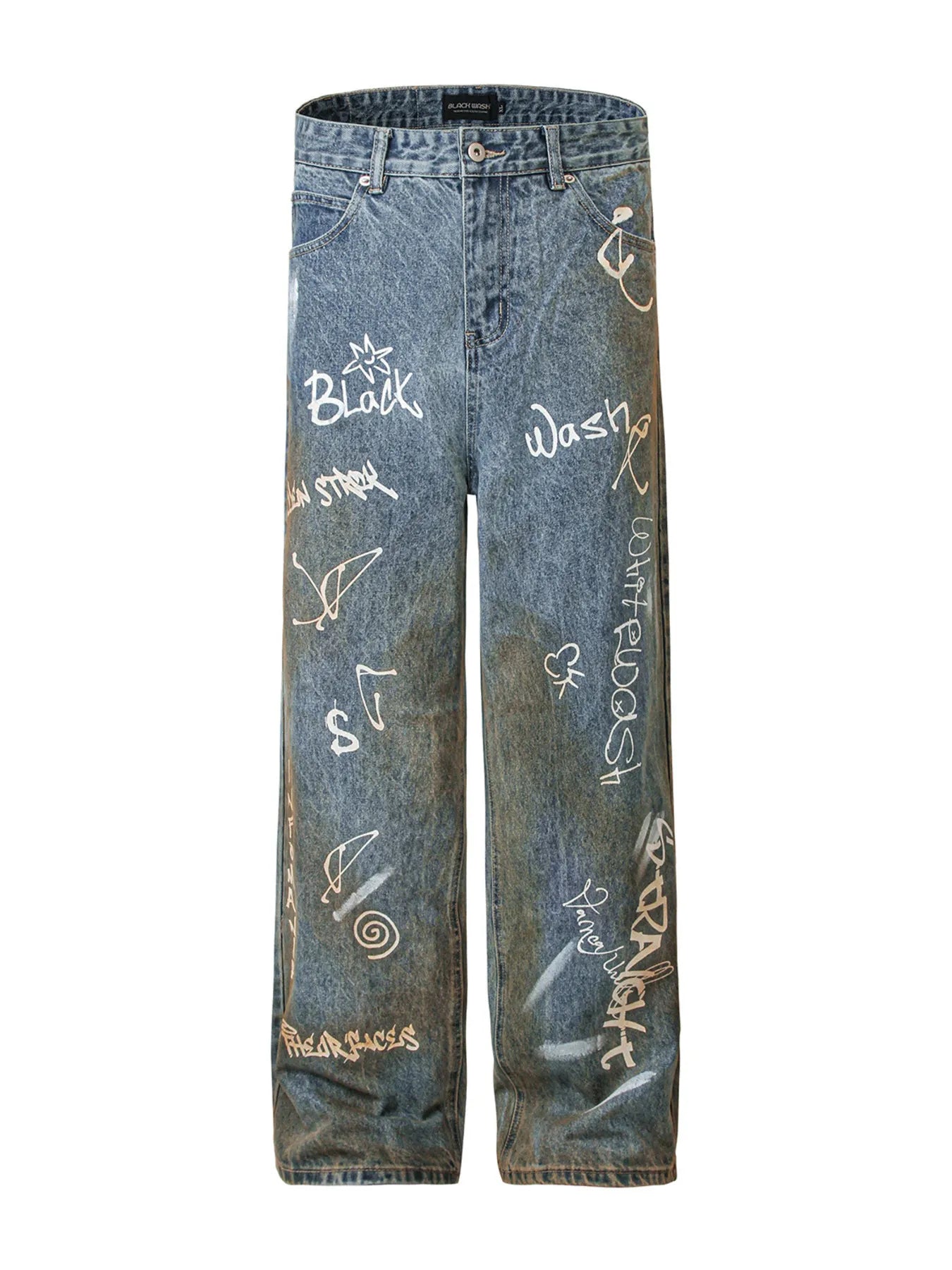 1269 Men's Graffiti Art Loose Fit Jeans – men's graphic jeans (main view)