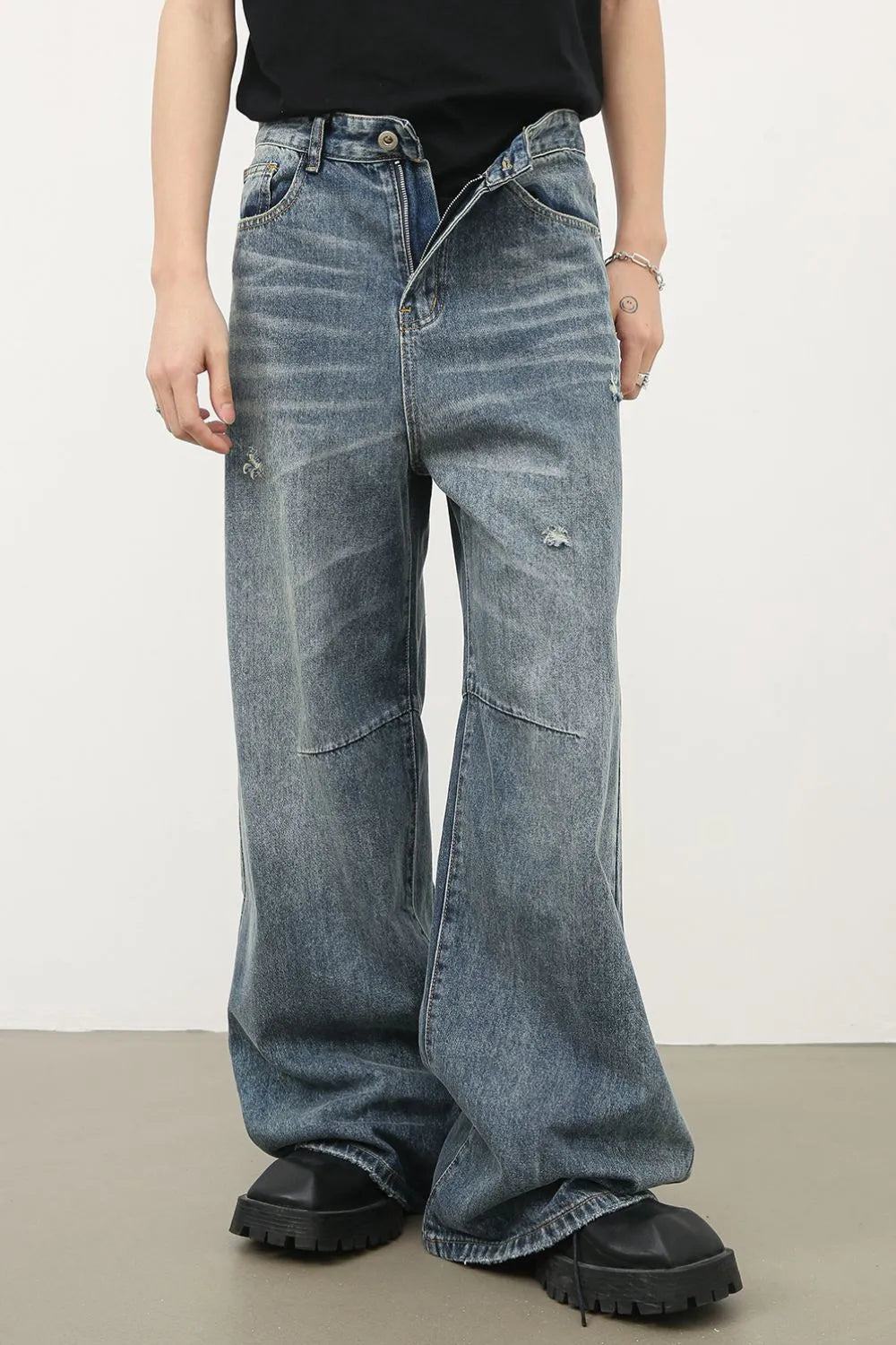219 nan – Men's wide leg jeans streetwear fit