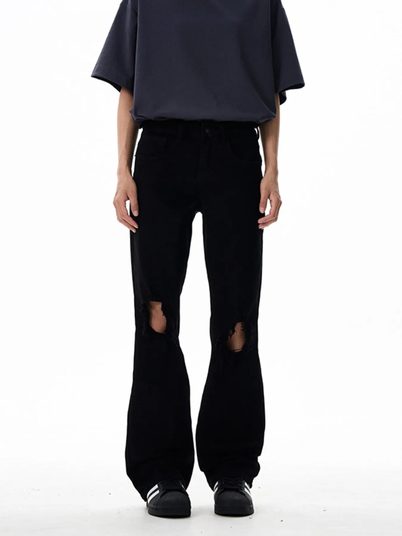 1296 Men's Distressed Flare Leg Jeans – men's flare jeans (Y2K) (main view)