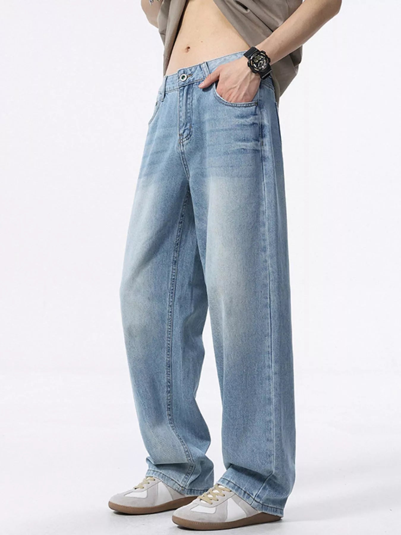 692 nan – Men's wide leg jeans streetwear fit