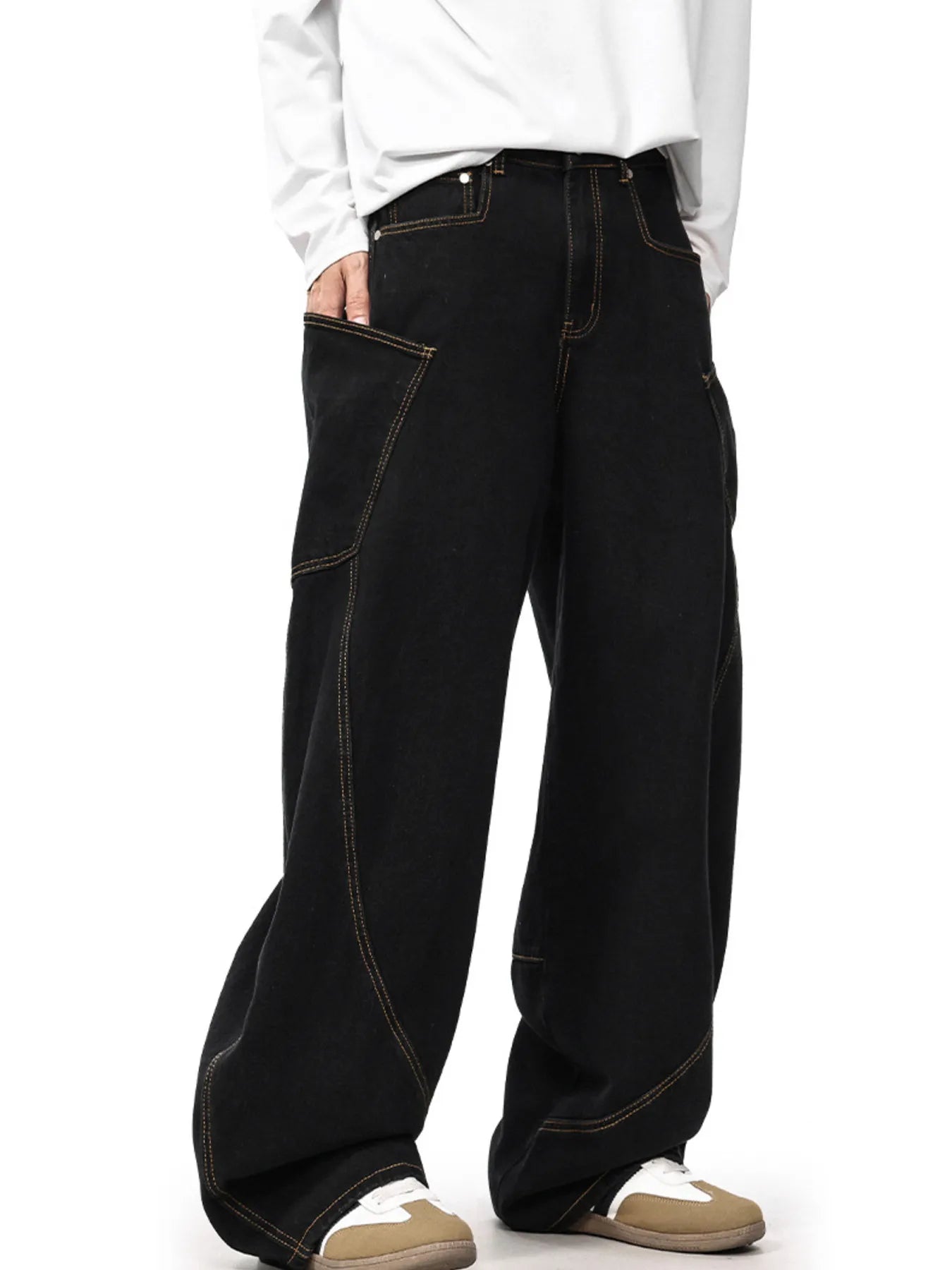 1227 nan – Men's wide leg jeans streetwear fit