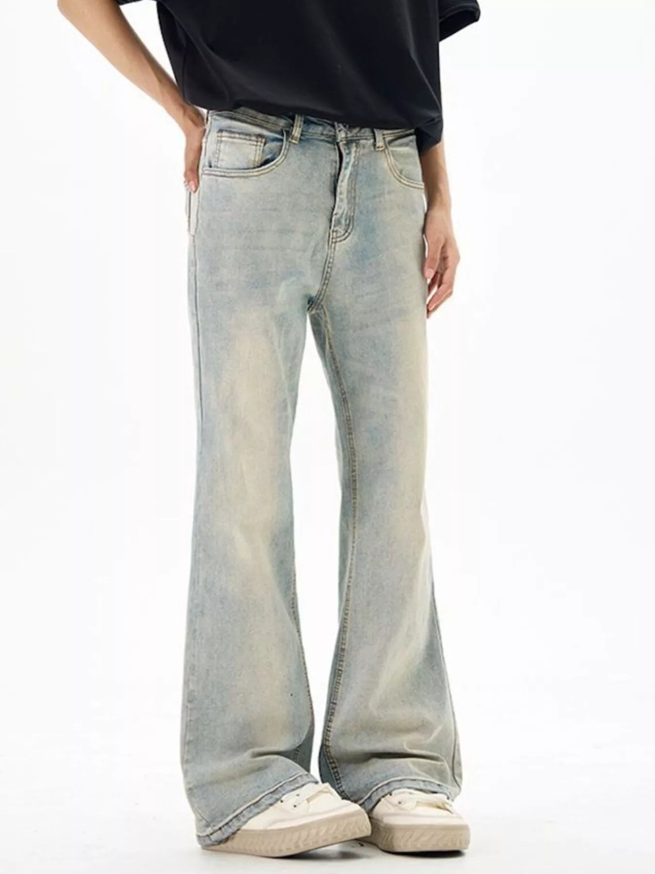 1293 Men's Wash Flare Jeans – men's flare jeans (Y2K) (back view)