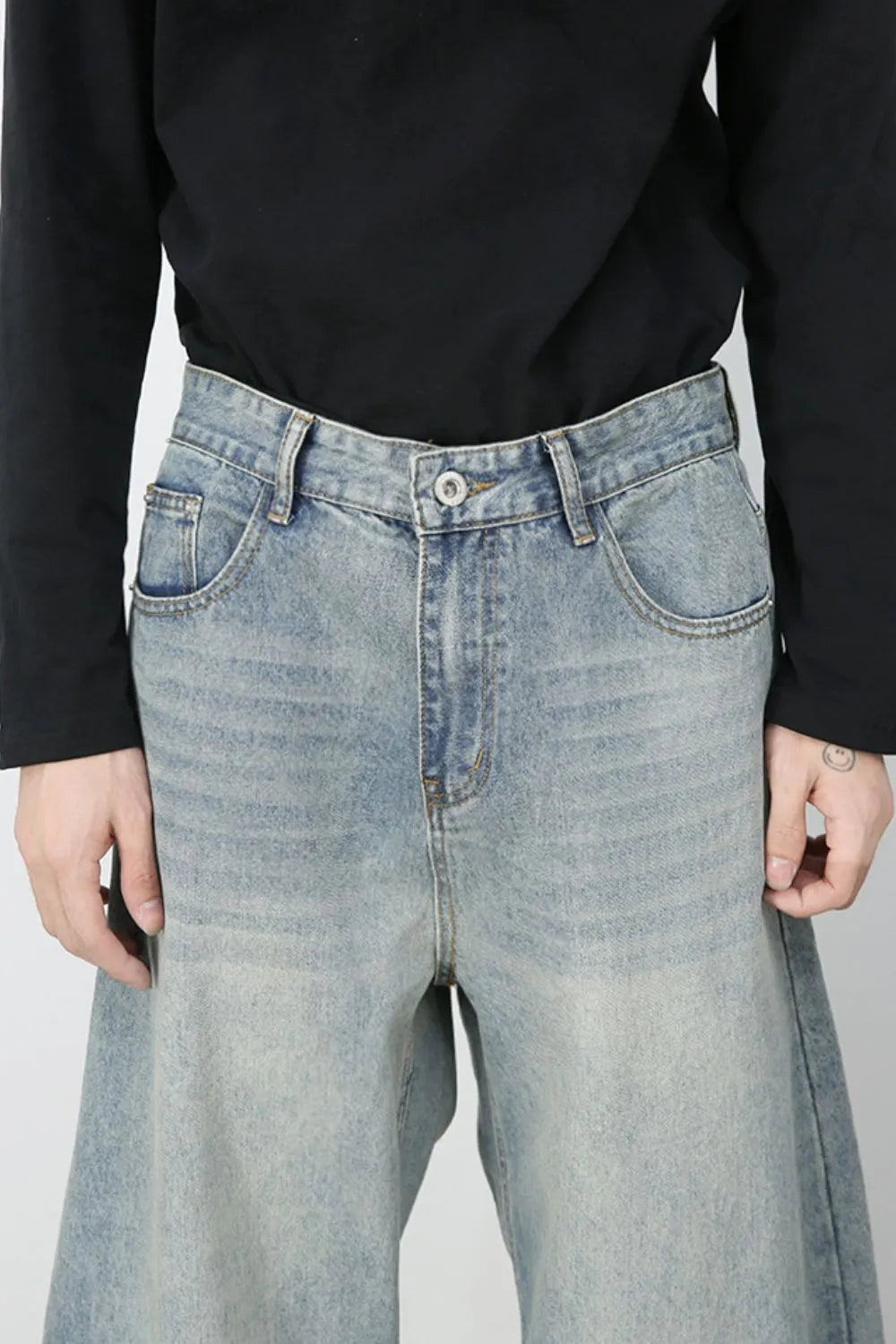 162 nan – Men's wide leg jeans streetwear fit