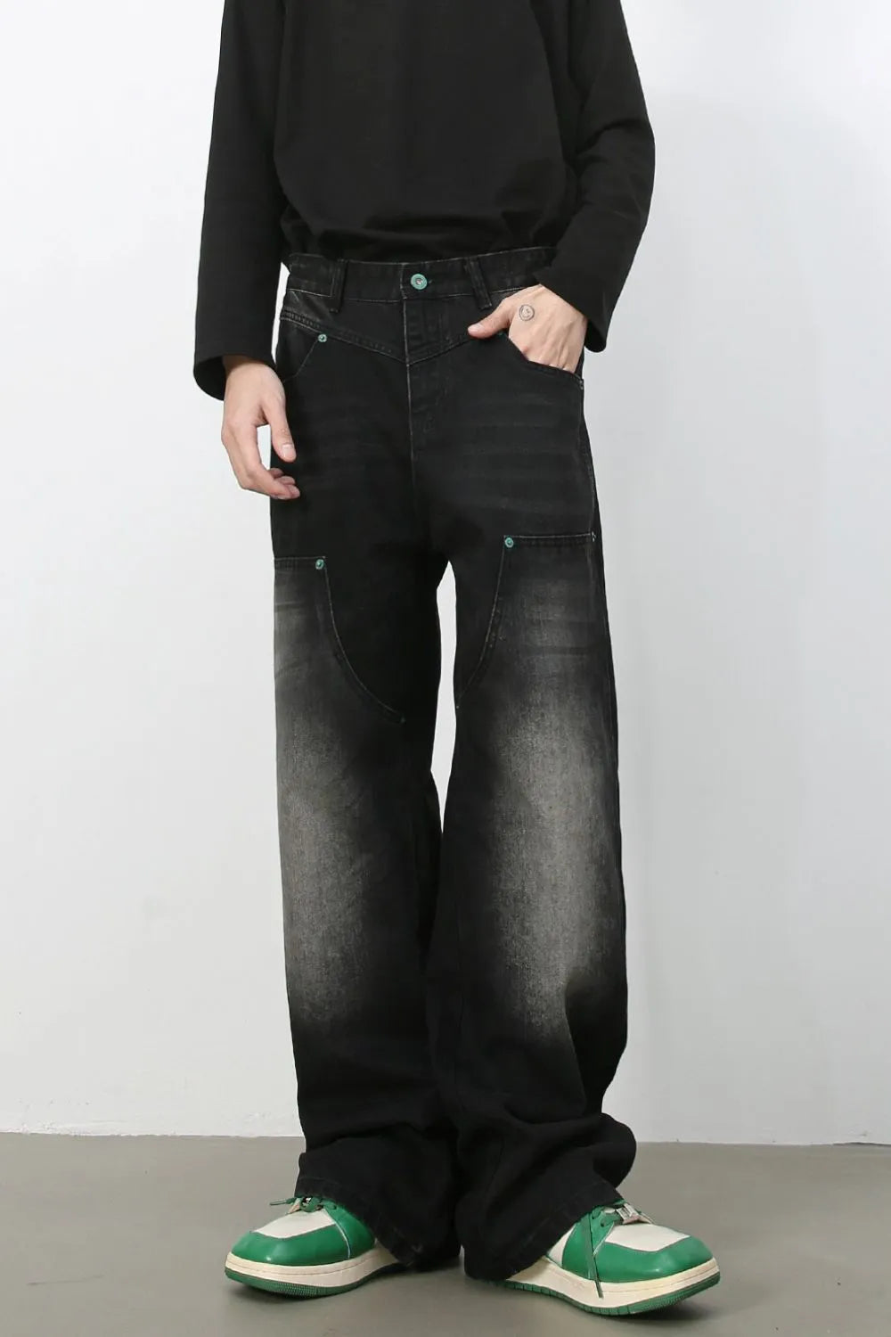 064 nan – Men's wide leg jeans streetwear fit