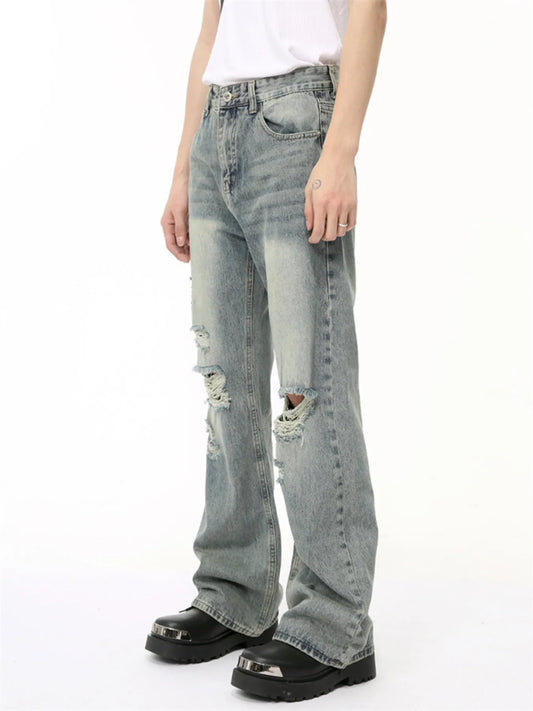 1304 Men's Distressed Flare Jeans – men's flare jeans (Y2K) (front view)