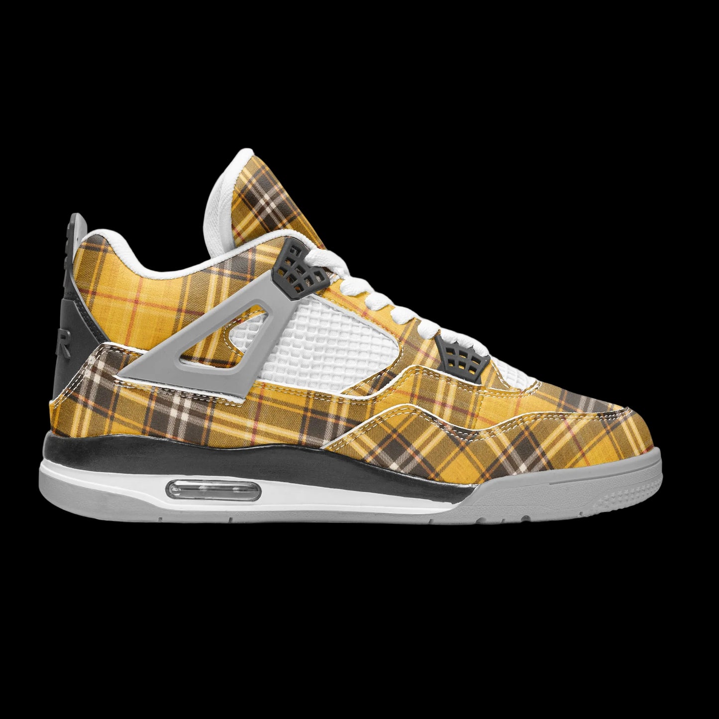 Retro Air Cuatro Mustard Yellow Flannel Limited Edition High Top Sneakers – Main Image