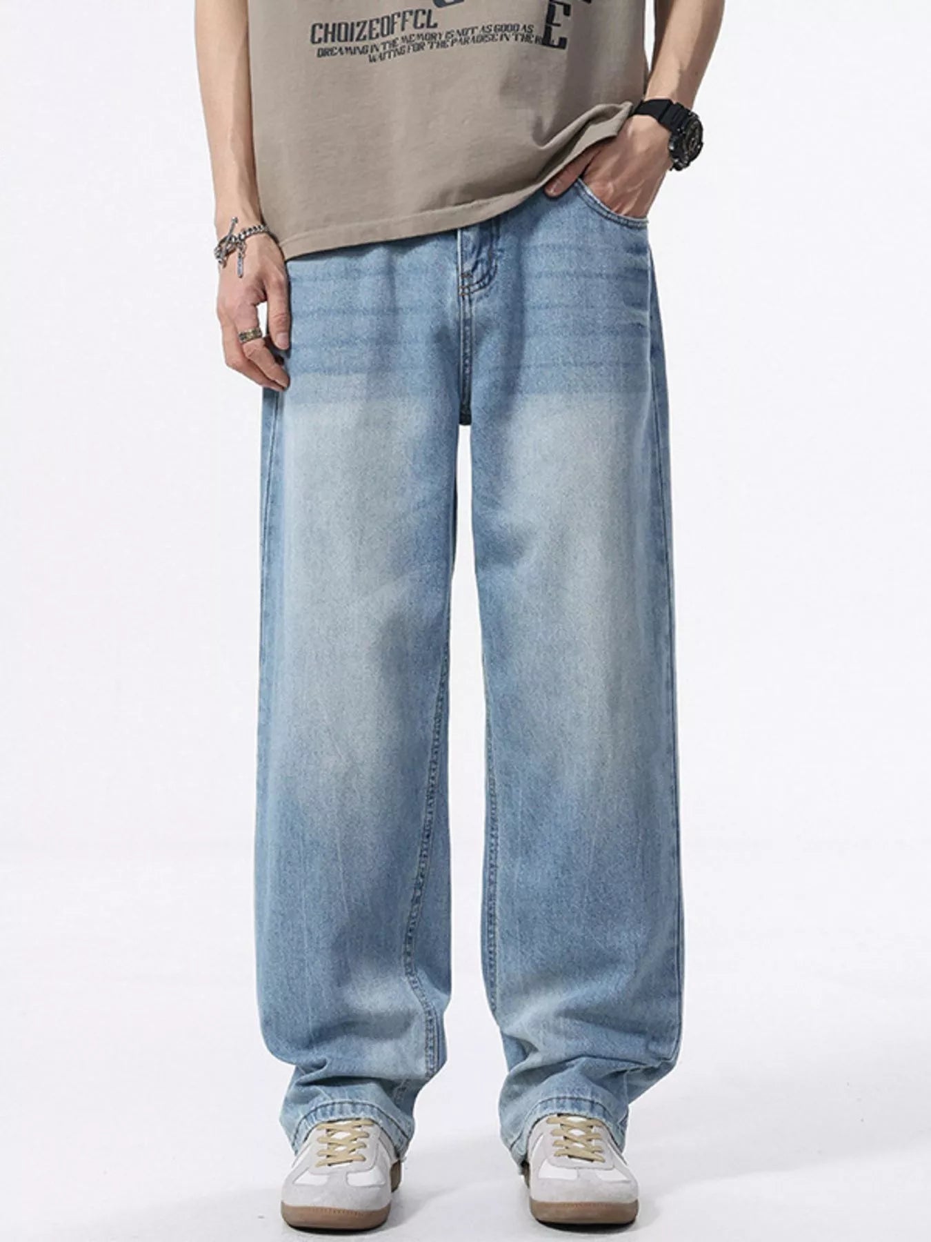 691 nan – Men's wide leg jeans streetwear fit