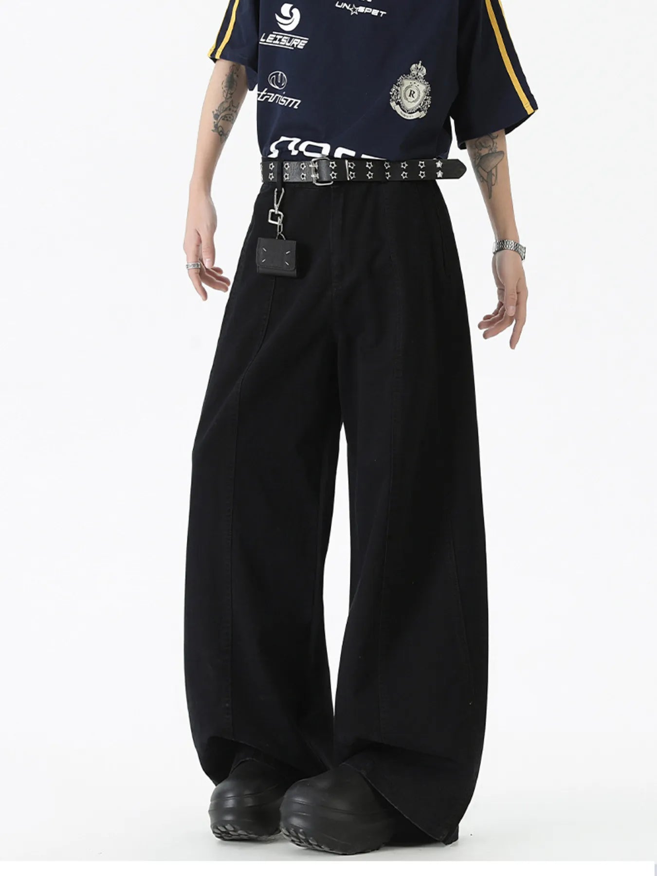 669 nan – Men's wide leg jeans streetwear fit