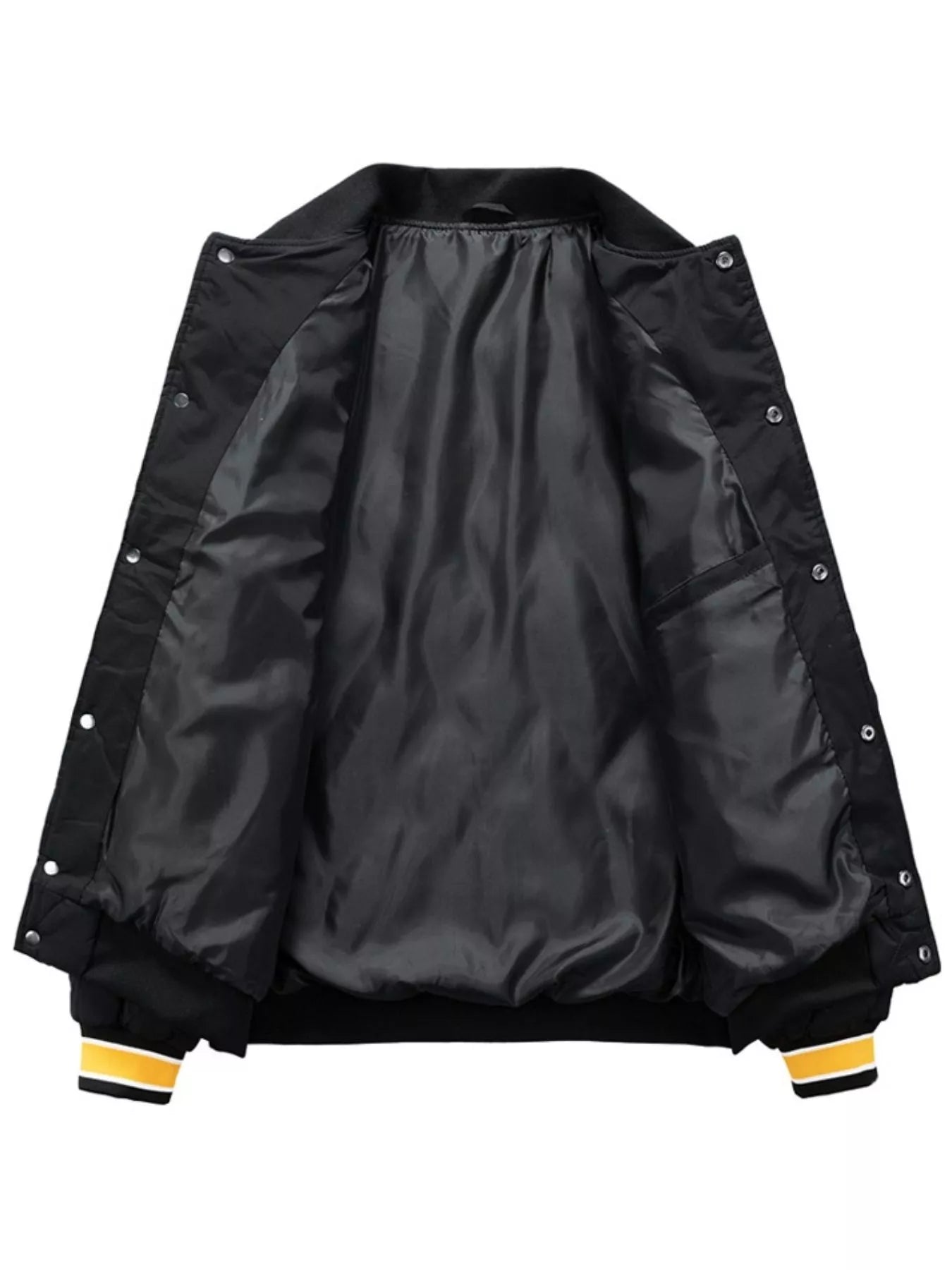 White and Black Quilted Padded Varisty Jacket – White – angled view