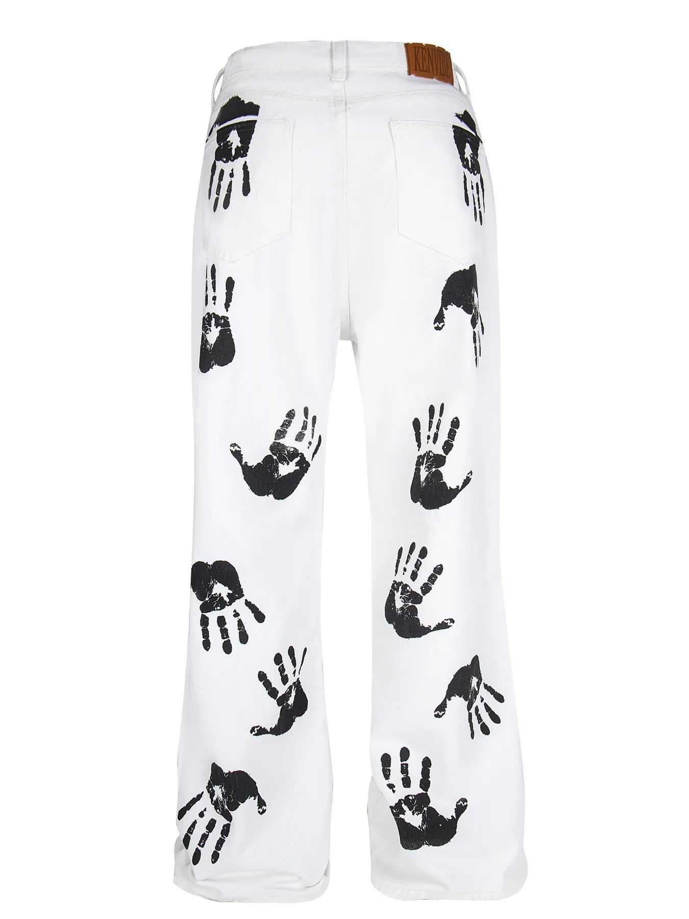 1264 Men's Handprint Pattern Jeans – men's graphic jeans (back view)