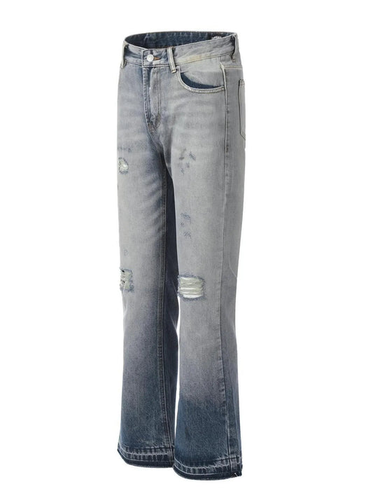 1283 Men's Vintage Washed Gradient Distressed Flare Jeans – men's flare jeans (Y2K) (front view)