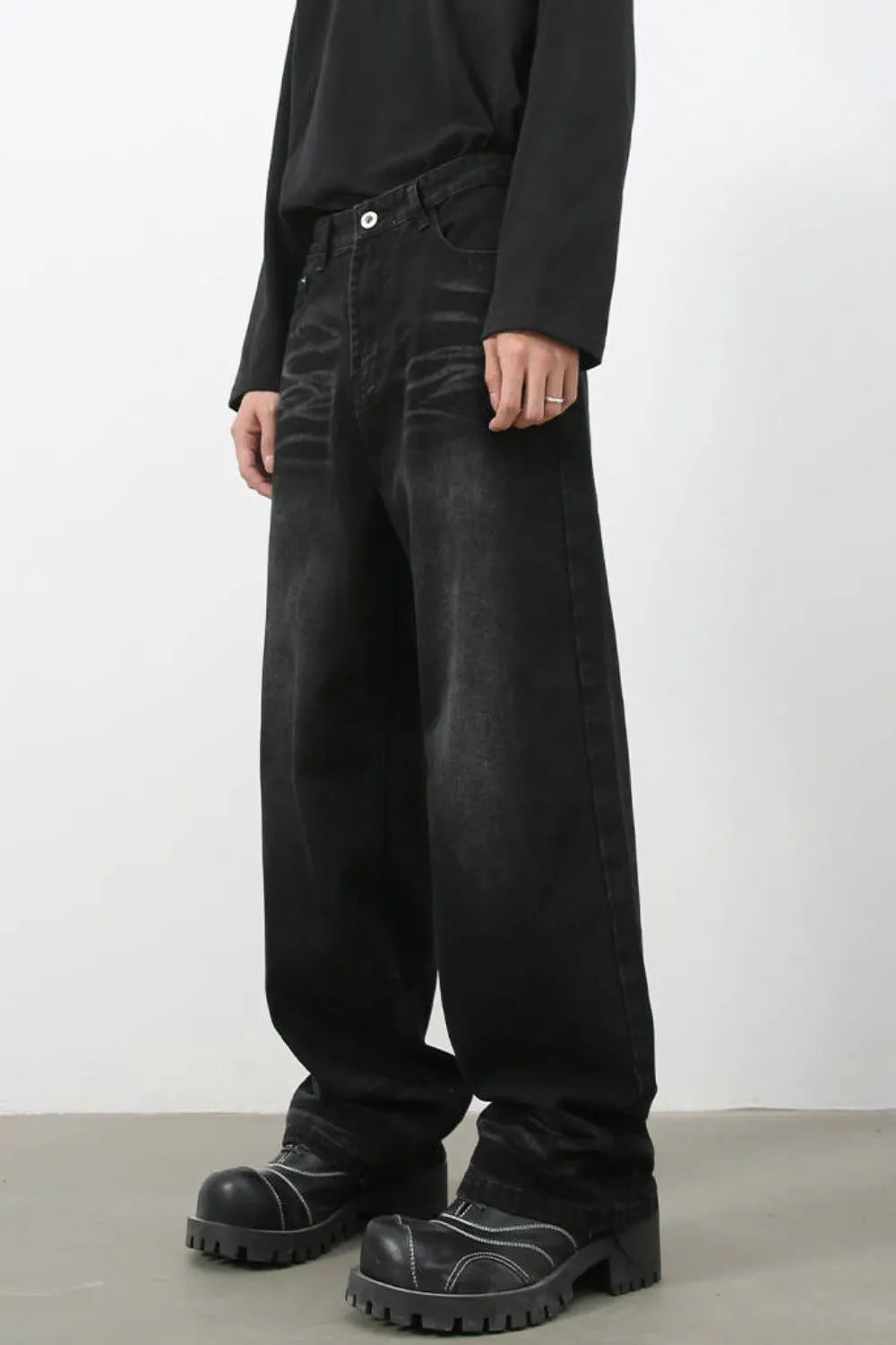019 nan – Men's wide leg jeans streetwear fit