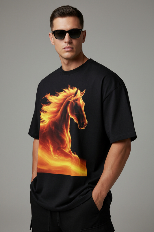 Cinder Horse Oversized Cotton T-Shirt - Luis’s Locker