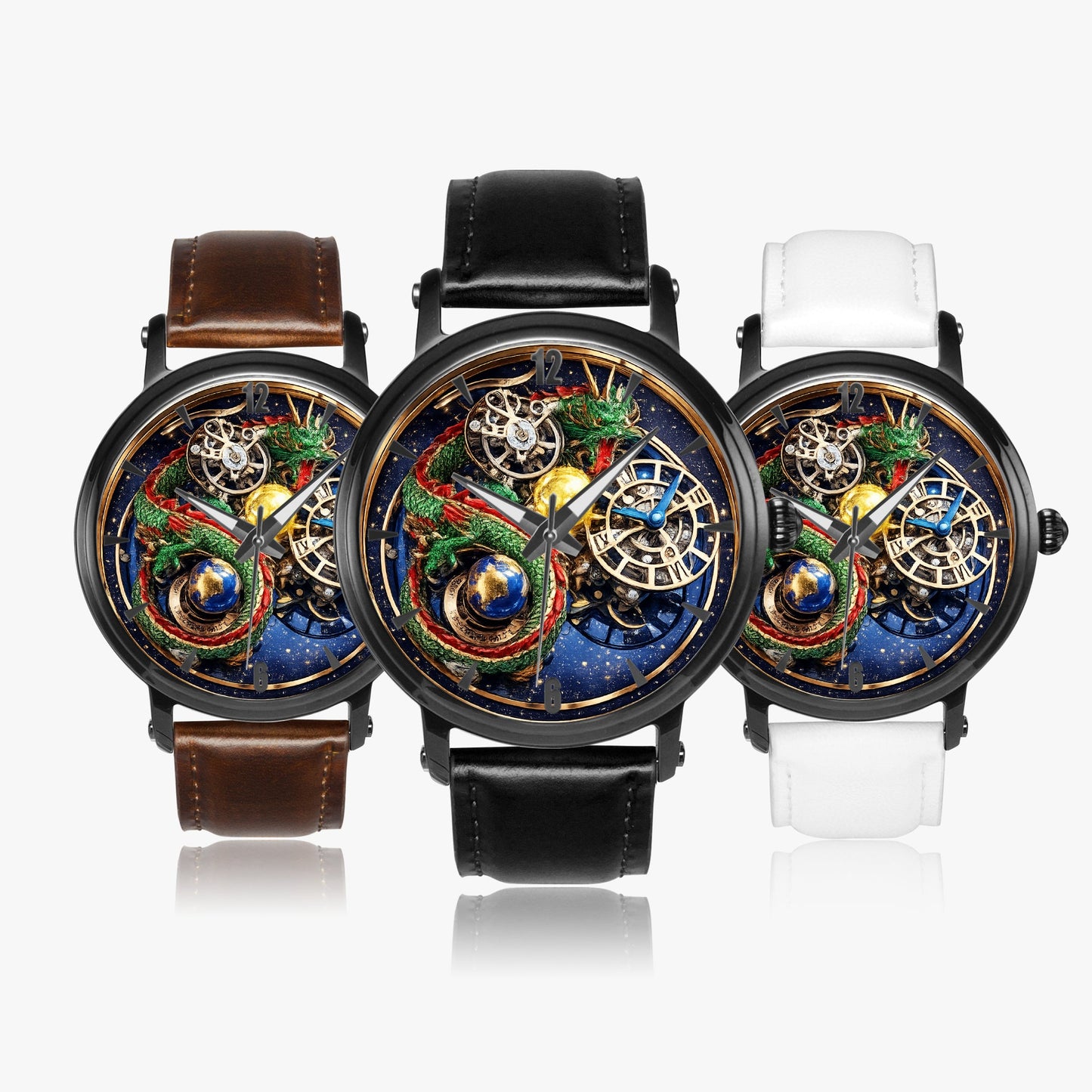 Jaycoh™ Astronomy Dragon Turbilon 157. 46mm Unisex Automatic Watch(Black) | Print-on-Demand Custom Watch - angled view | print on demand watch print custom watch