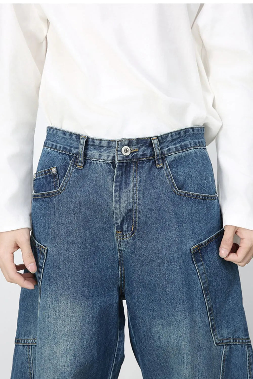 632 nan – Men's wide leg jeans streetwear fit