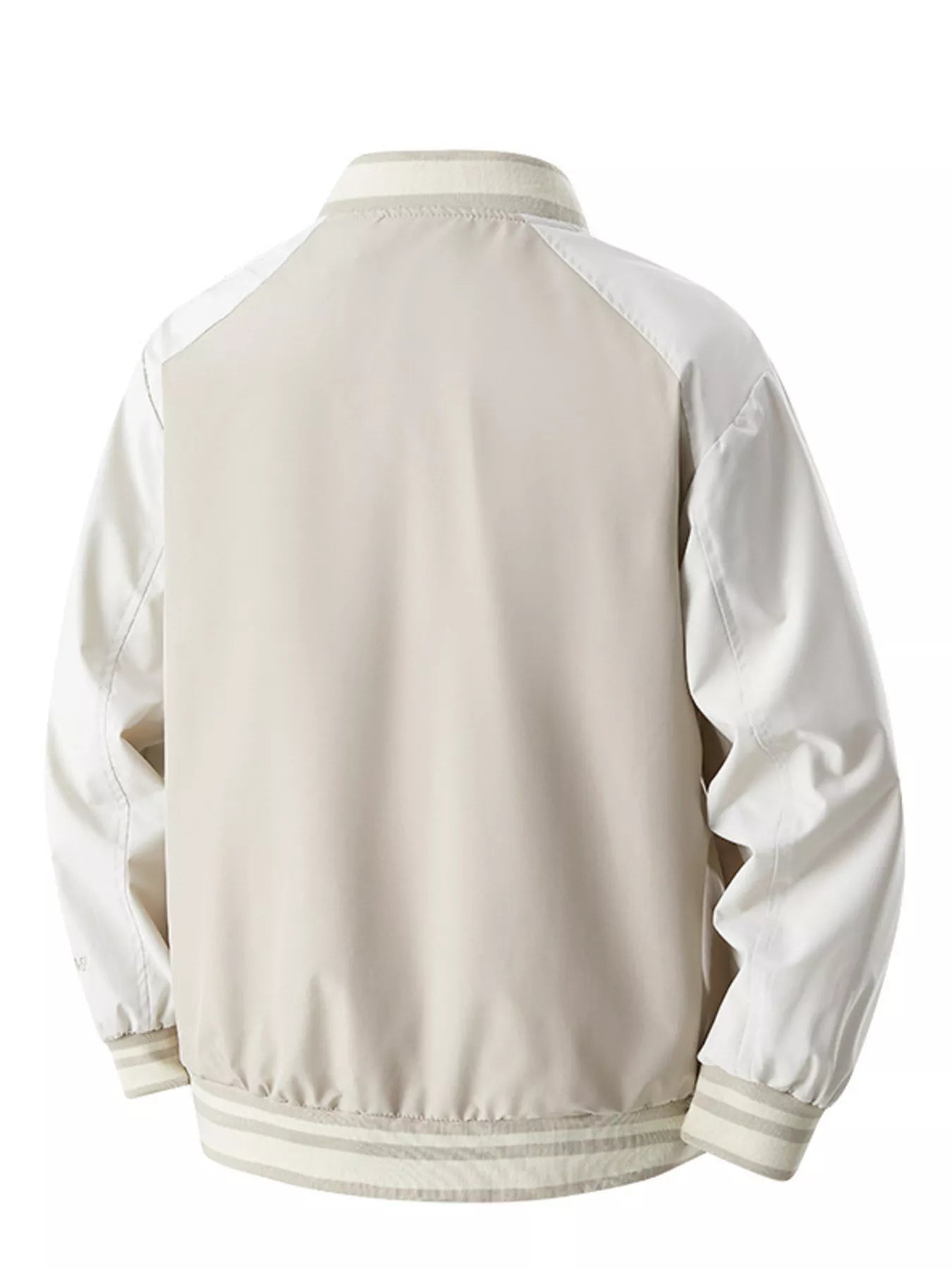 Sporty Long Sleeve Varsity Jacket – Light Yellow – close-up detail