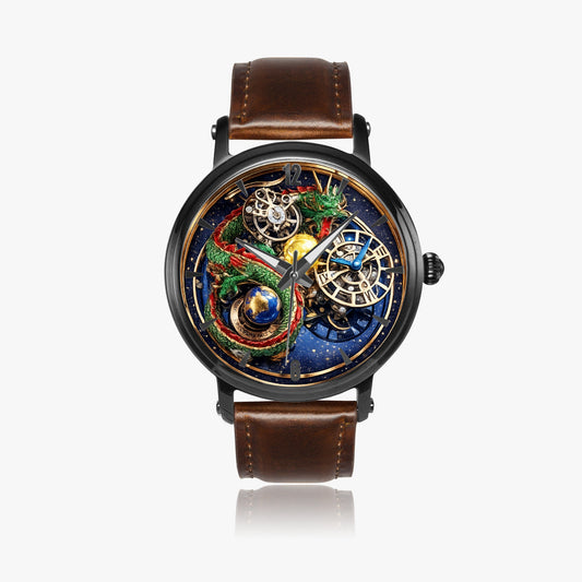 Jaycoh™ Astronomy Dragon Turbilon 157. 46mm Unisex Automatic Watch(Black) | Print-on-Demand Custom Watch - front view | print on demand watch print custom watch