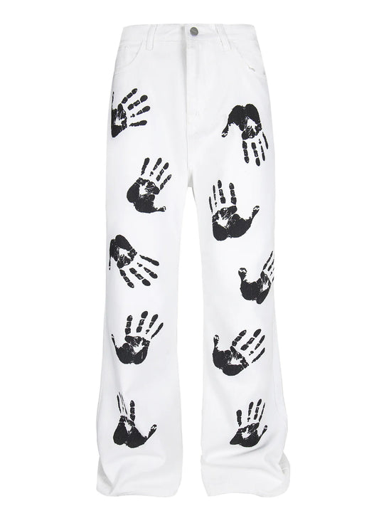 1264 Men's Handprint Pattern Jeans – men's graphic jeans (main view)