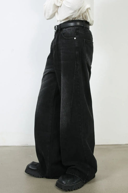 1038 nan – Men's wide leg jeans streetwear fit