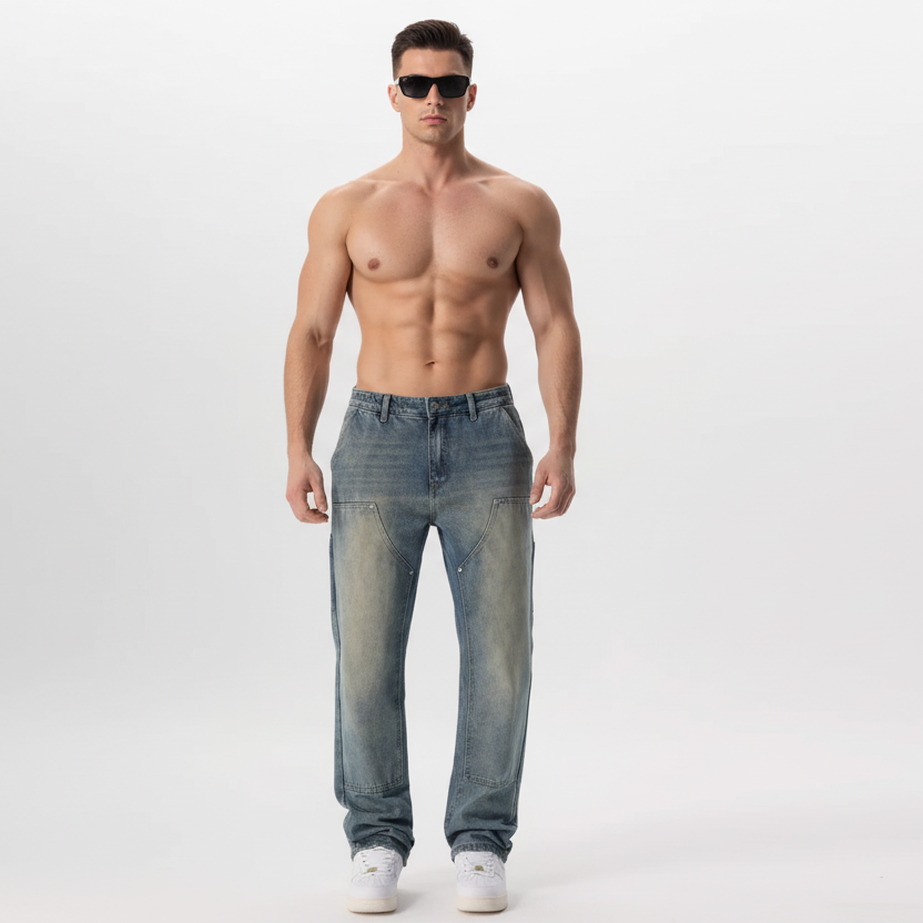 Men's Vintage Wash Wide Leg Jeans