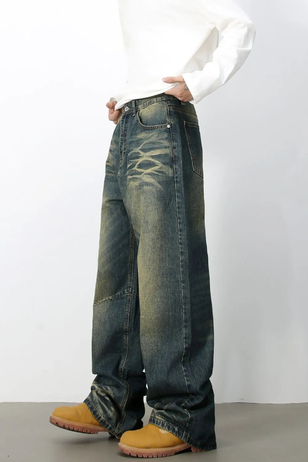 801 nan – Men's wide leg jeans streetwear fit