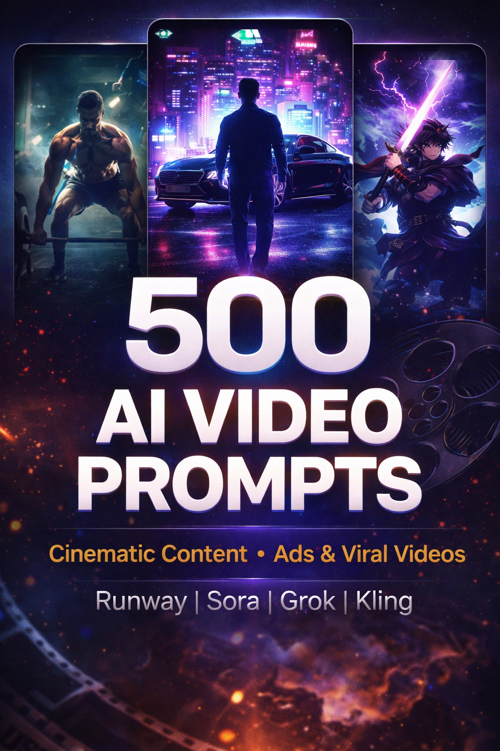 500 AI Video Prompts for Cinematic Content, Ads & Viral Videos (Runway, Sora, Grok, Kling)