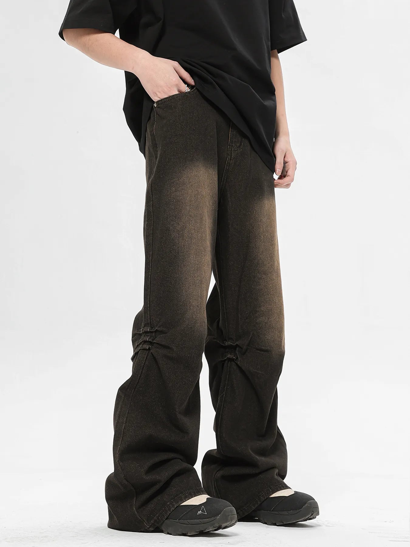 1288 Men's Relaxed Fit Vintage Wash Flare Jeans – men's flare jeans (Y2K) (detail view 6)