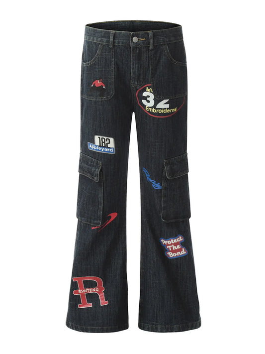 1276 Men's Multi-Patch Cargo Flare Jeans – men's flare jeans (Y2K) (main view)