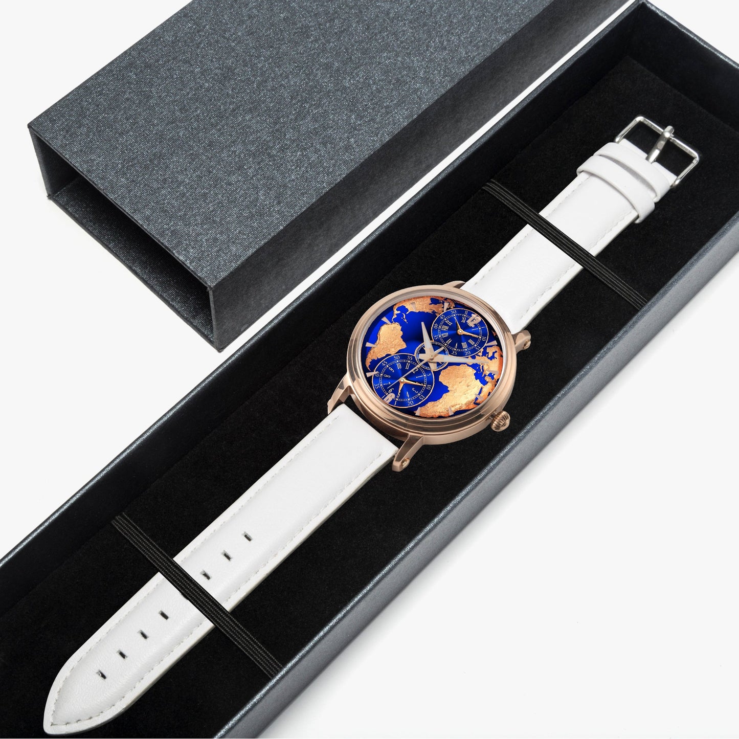 Jaycoh™ Luxurious World Time zone 158. 46mm Unisex Automatic Watch (Rose Gold) | Print-on-Demand Custom Watch - side view | print on demand watch print custom watch