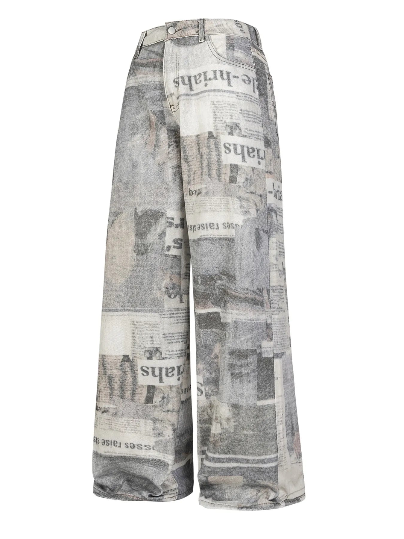 552 Men's Newspaper Print Wide Leg Jeans – Men's wide leg jeans streetwear fit