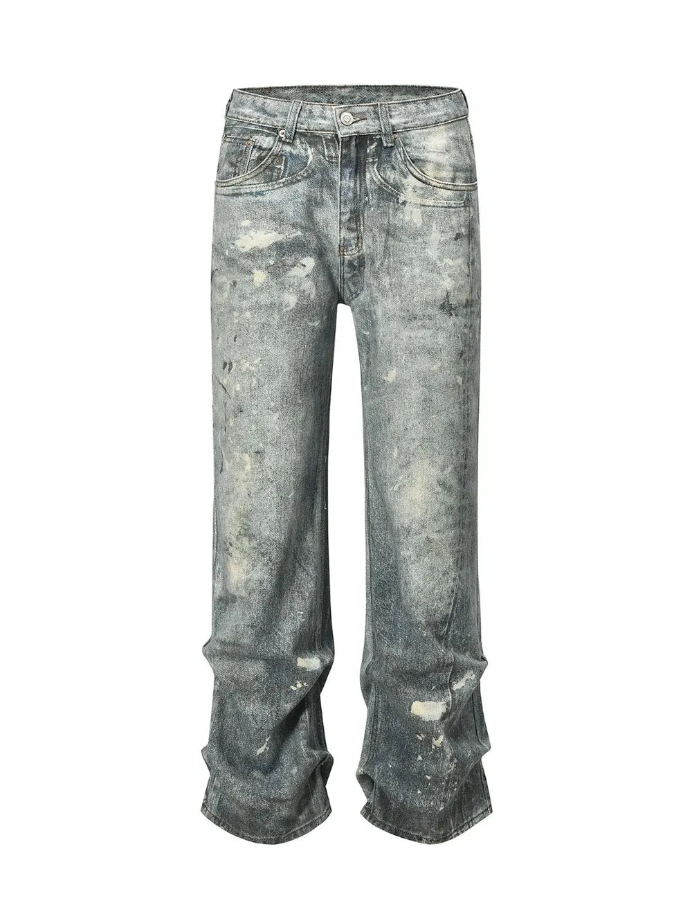 1259 Men's Washed Printed Straight Jeans – men's graphic jeans (back view)