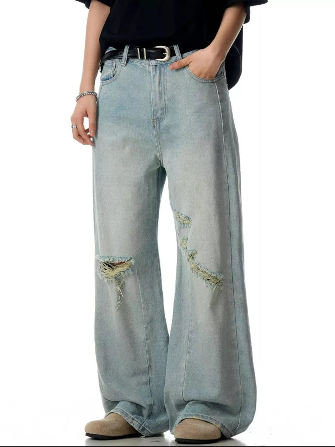 228 nan – Men's wide leg jeans streetwear fit