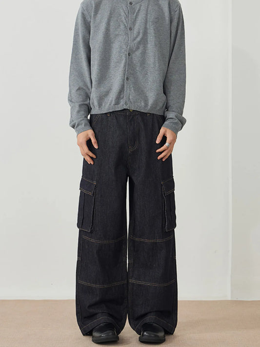 167 Men's Wide Leg Cargo Jeans – Men's wide leg jeans streetwear fit