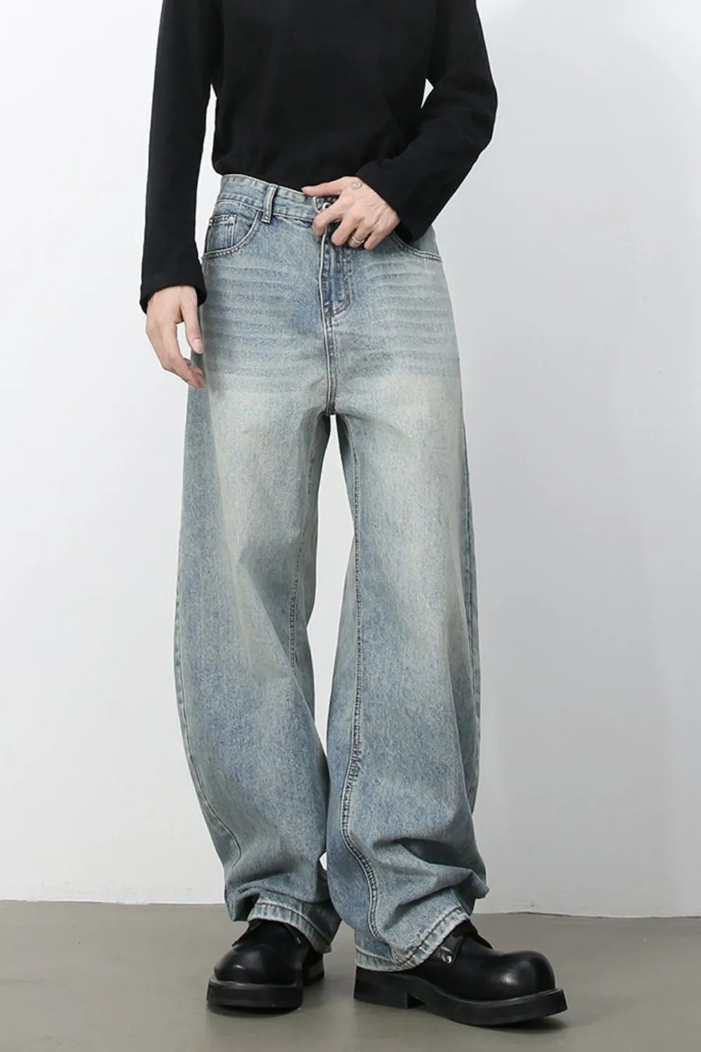 159 nan – Men's wide leg jeans streetwear fit