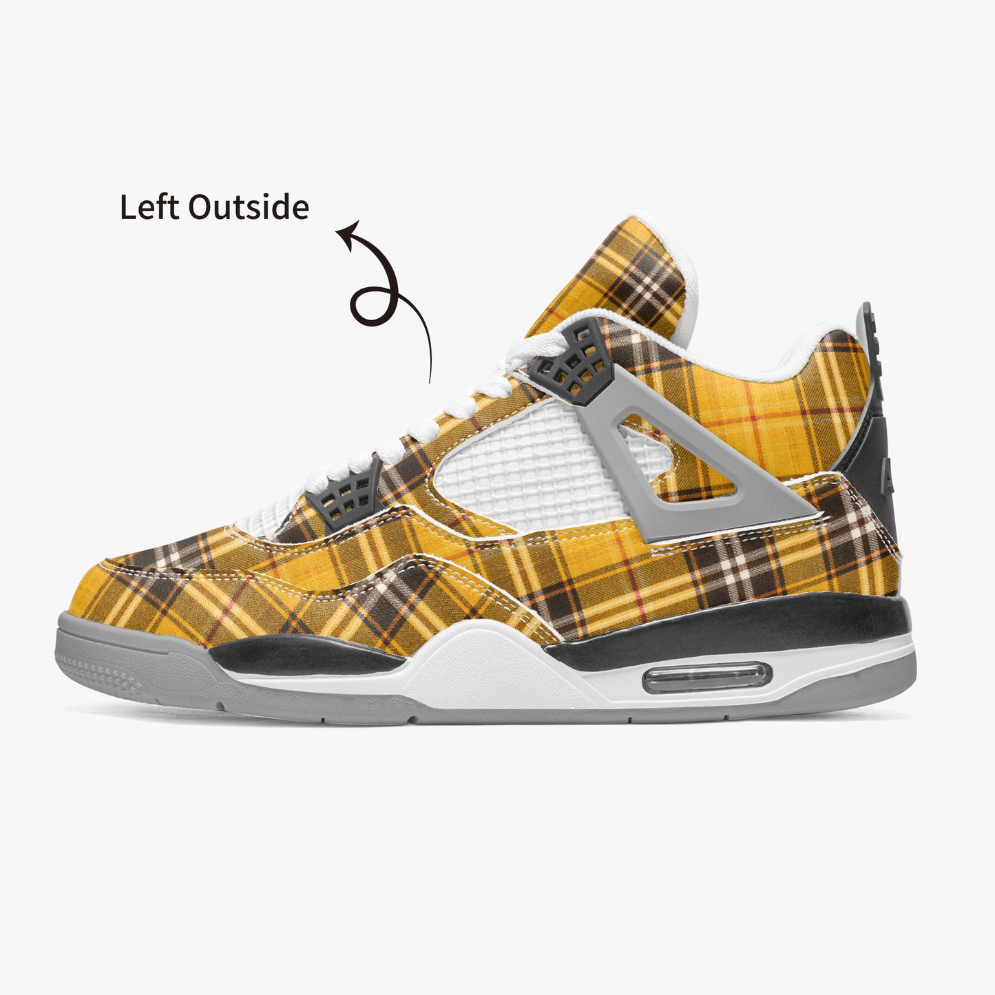 Retro Air Cuatro Mustard Yellow Flannel Limited Edition High Top Sneakers – Detail Angle