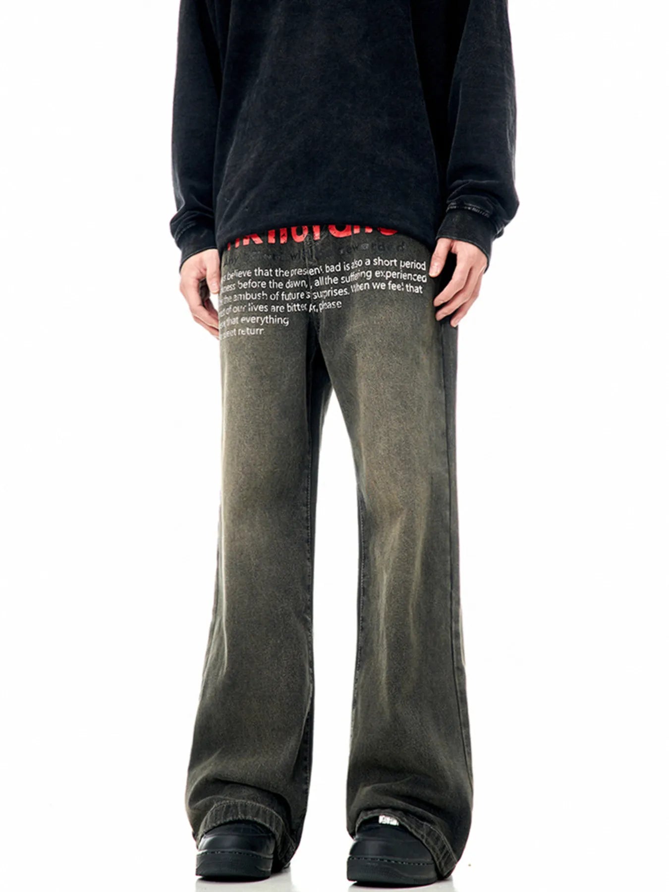1267 Men's Text Print Wide Leg Jeans – men's graphic jeans (main view)