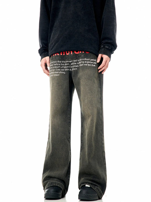 1267 Men's Text Print Wide Leg Jeans – men's graphic jeans (main view)