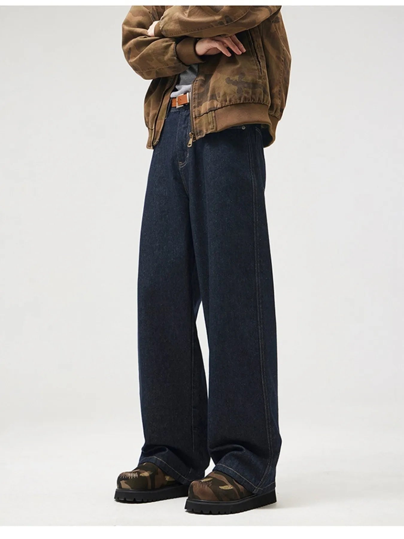 060 nan – Men's wide leg jeans streetwear fit